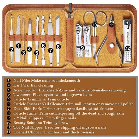 Manicure Set, Nail Professional Kit Manicure Kit Nail Clipper Set, 13PCS - Picture 4 of 7